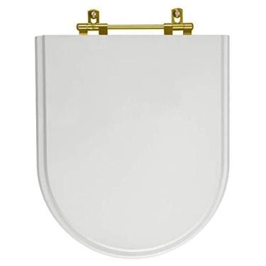 Imagem de Assento Sanitário Carrara Cinza Real para vaso Deca Com Ferragem Dourada