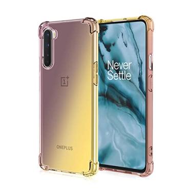 Imagem de para Oneplus Nord N100 N200 Capa transparente gradiente Airbag cantos Capa à prova de choque para One Plus 9 Pro 8 7T 6T Para-choque da tampa traseira, Ouro Preto, Para OnePlus 9