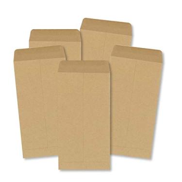Imagem de Envelopes para dinheiro, pacote com 100 envelopes Kraft para dinheiro, envelopes de peças pequenas com selo de goma, 8,9 x 16,5 cm