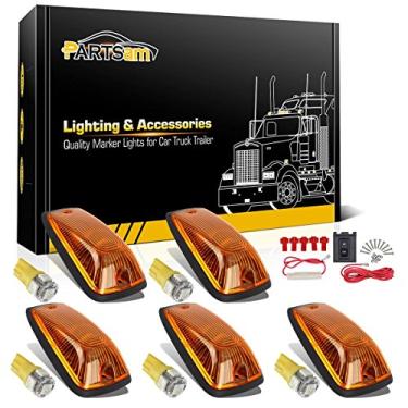 Imagem de Partsam 5X 264159AM 5-5050-SMD T10 194 Amber LED Cab Marker Roof Running Lights + Pacote de fiação compatível com / C1500 C2500 C3500 K1500 K2500 K3500 1988-2002 Pickup Trucks