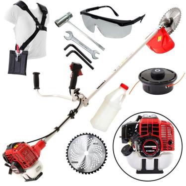 Imagem de Roçadeira Profissional Lateral Kawashima KW420L Linha Plus 42cc 2T Gasolina Para Uso Intensivo em Jardinagem, Fazendas, Chácaras, Sítios e Rodovias