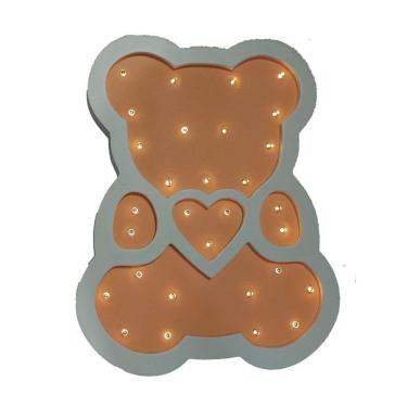 Imagem de Luminária Led De Urso Salmão Em Madeira Luminoso De Ursinho