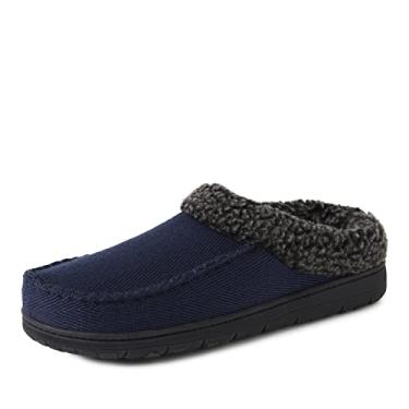 Imagem de Dearfoams Pantufa masculina respirável de espuma viscoelástica Brendan Clog House com larguras largas, Azul marinho (sarja), 7-8