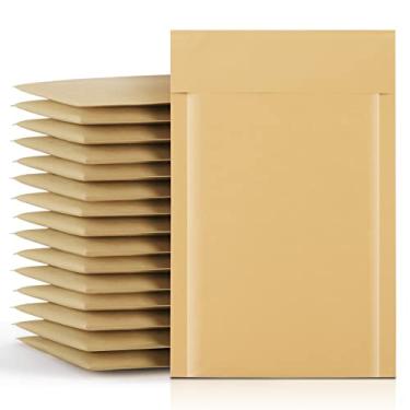 Imagem de Fuxury Kraft Bubble Mailer 10 x 20 cm, pacote com 50, envelopes acolchoados com forte aderência, envelopes autovedantes, à prova d'água, acolchoados, embalagens para pequenas empresas, granel nº 000