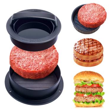 Imagem de YEVIOR Burger Press, 3 em 1 antiaderente hambúrguer, kit de molde de patty de diferentes tamanhos, funciona melhor para hambúrgueres deliciosos, hambúrgueres/hambúrguer de carne, hambúrguer