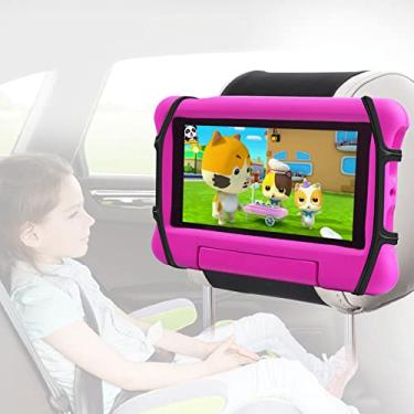 Imagem de Suporte de tablet para assento traseiro do carro, suporte de encosto de cabeça para carro, suporte de tablet para crianças com rede de silicone antiderrapante, suporte de carro ajustável em ângulo para todos os tablets de 7 a 10,5 polegadas