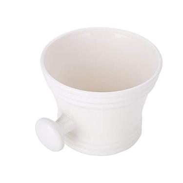 Imagem de Tigela de barbear, caneca de sabão de barbear conjunto de pincéis de barbear tigelas de sabão de barbear abs espuma de barbear masculina para tigelas de sabão de barbear, 11 11 8 cm (branco)