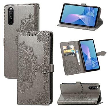 Imagem de HONGYAN Capa de telefone Para Sony Xperia 1 III Mandala Embossing Pattern Caixa de Couro Flip Horizontal com suporte e Cartão Slots & Carteira e Cordão Capa protetora