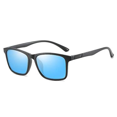 Imagem de Óculos de Sol Masculino Leves Óculos de Sol Quadrados Clássicos Polarizados Para Masculino Óculos de Condução UV400, Preto Azul, Polarizado