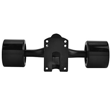 Imagem de Alomejor Conjunto combo de caminhões de skate 2 peças de caminhão de skate + 4 peças de rodas de skate + 2 peças de rolamento de almofada de elevação + 8 parafusos de longboard + 8 porca de skate (roda preta de eixo)