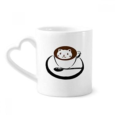 Imagem de Ilustração de xícara de café adorável padrão de gato caneca café cerâmica copo de coração de vidro