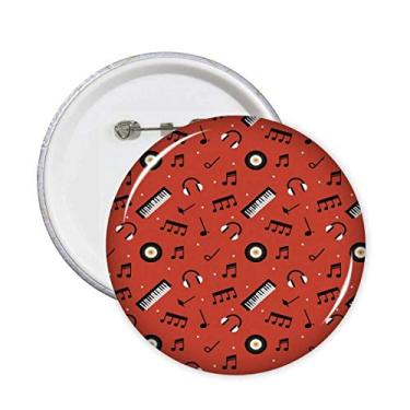 Imagem de Gravação preta e notas musicais pinos vermelhos botão redondo decoração de roupas 5 peças