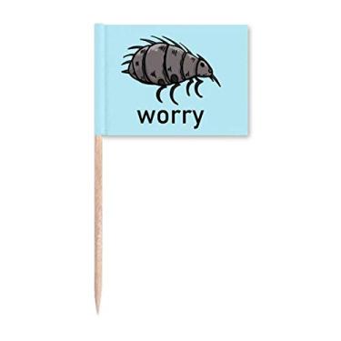 Imagem de Bandeiras de palito de dente minimalistas de pulgas com desenho animado para decoração de festa