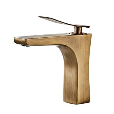 Imagem de LIDON Torneiras de banheiro Torneira de pia de latão Banheiro Vintage Bronze antigo Torneira de banheiro Torneira de água quente e fria Torneira de banheiro Alça única para lavatório, B antigo (Cor: Antigo A)