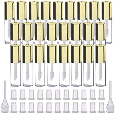 Imagem de LTKJ Pacote com 25 recipientes de tubos de brilho labial de 1,2 mL muito vazios, mini frascos transparentes recarregáveis de protetor labial com inserções de borracha e 3 pipetas de