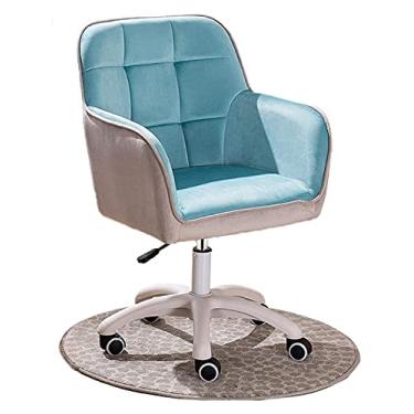 Imagem de cadeira de escritório Cadeira de mesa Cadeira de escritório Cadeira de escritório giratória Assento estofado grosso Cadeira de trabalho ergonômica Cadeira de jogo de veludo (cor: azul) needed