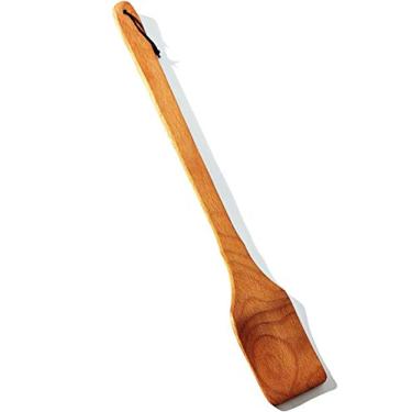 Imagem de ECOSALL Colher de madeira grande – 45,72 cm resistente para cozinhar em vasos grandes e decoração de parede – Colher grande para preparar, grelhar, misturar, mexer – Espátula longa de madeira dura natural sólida.