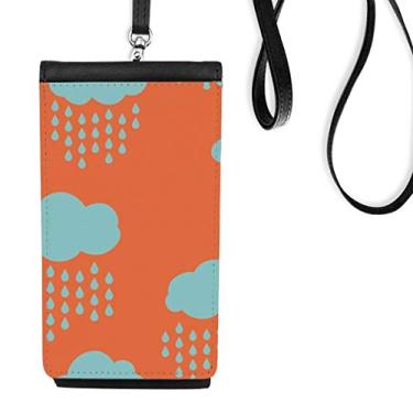 Imagem de Bolsa carteira para celular com estampa laranja e gotas de chuva para pendurar bolso preto