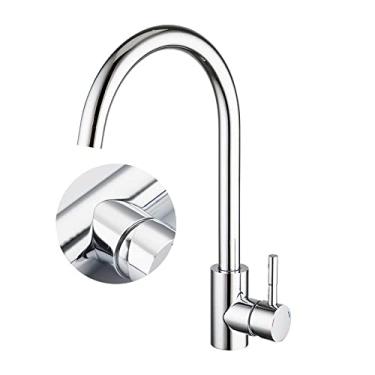 Imagem de Torneira de cozinha de aço inoxidável de ouro preto 360 Rotação Torneira de cozinha Torneira de montagem em convés Torneiras misturadoras de pia de água quente e fria, A