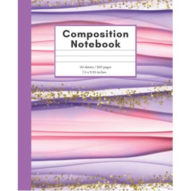 Imagem de Marble Composition Notebook: Sublimation Ink Glitter Liquid Marble Wide Ruled Lined Paper Journal Workbook for Girls, Boys, Teens & Students For Back ... Notes & Record Ideas, 7.5" X 9.25" 100 Pages
