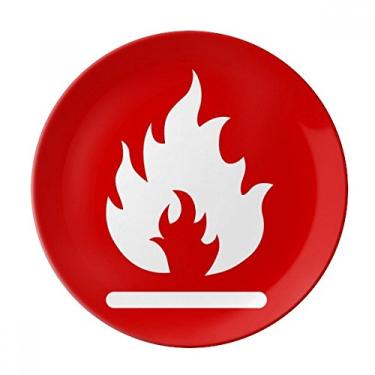Imagem de Prato de aviso quadrado vermelho fogo com placa decorativa de porcelana salver louça de jantar
