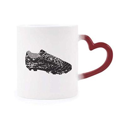 Imagem de Caneca de futebol preta com estampa de tênis de futebol sensível ao calor vermelha que muda de cor