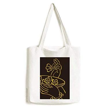 Imagem de Religion Customs mão prato flor sacola sacola sacola de compras bolsa casual bolsa de mão