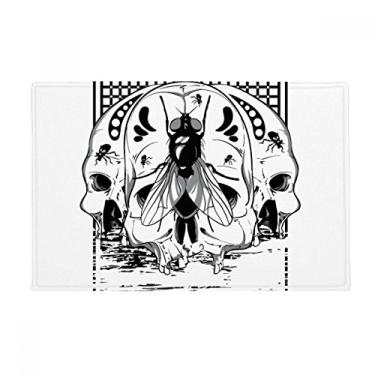 Imagem de DIYthinker Tapete antiderrapante para porta de banheiro com padrão de mosca doméstica de esqueleto