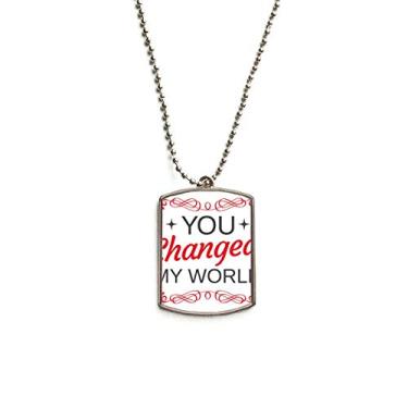 Imagem de Colar de aço inoxidável You Changed My World Dia dos Namorados com pingente de identificação para cães