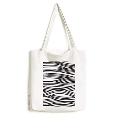 Imagem de Woodcut Painting Line Wave Texture Tote Bolsa de compras casual bolsa de compras