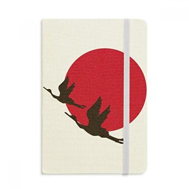 Imagem de Caderno de gansos voadores vermelho japonês, preto, capa dura em tecido, diário clássico
