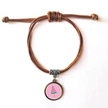 Imagem de DIYthinker Pulseira Melancia rosa doce sorvete picolé pulseira de couro corda pulseira marrom joia presente
