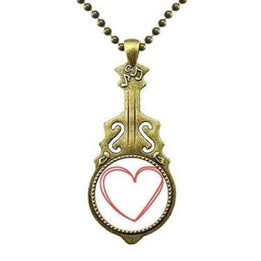 Imagem de DIYthinker Colar de coração de linhas duplas para o dia dos namorados, joia de guitarra antiga com pingente de música
