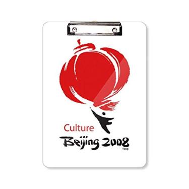 Imagem de Lanterna chinesa tradicional padrão vermelho prancheta pasta bloco de escrita placa de apoio A4