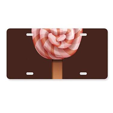 Imagem de DIYthinker Placa de licença Red Candy Ice Cream picolés decoração de aço inoxidável automóvel