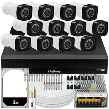 Imagem de Kit Cftv 12 Cameras Full Hd 2mp Dvr Intelbras Mhdx 1016C 2TB