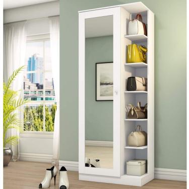 Imagem de Sapateira 1 Porta com Espelho Happy Espresso Móveis Branco Fosco Espresso Móveis