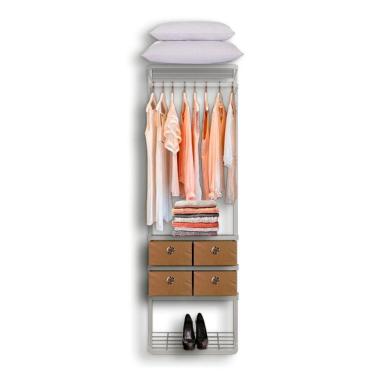 Imagem de Cabideiro Arara Closet Casal Prateleira Aço Aramado - 0,70m BR