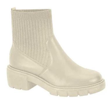 Imagem de Bota Feminina Cano Curto Knit Napa Branco Off Beira Rio 9077.205-Feminino