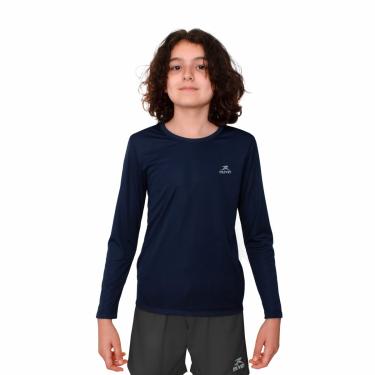 Imagem de Camisa Dry Basic LS Muvin – Manga Longa – Infantil – Proteção Solar UV50 – Camiseta Para Academia – Treino Funcional – Pilates – Yoga – Corrida – Ginástica – Fitness – Caminhada – Secagem Rápida (6, Azul Marinho)