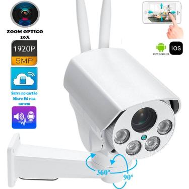 Imagem de Camera de Segurança Wifi A prova dagua Externa IP Full HD 5MP Zoom Optico 10x Detecção de Movimento Alerta Audio