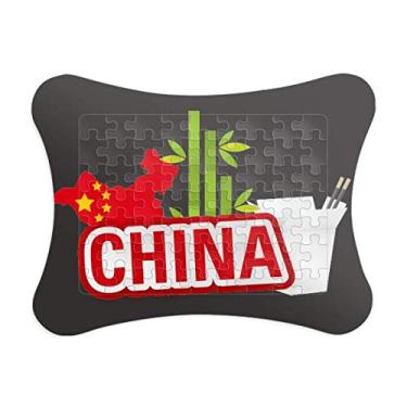 Imagem de China Mapa de bambu vermelho China Town, moldura de quebra-cabeça decoração de imagem enfeite de quebra-cabeça