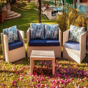 Imagem de Jogo de Poltronas, Namoradeira e Mesa Madri em Alumínio para Área, Jardim, Sala, Edícula, Piscina Trama