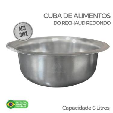 Imagem de Cuba De Alimentos Do Rechaud Redondo Em Aço Inox 6 Litros Banho Maria