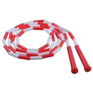 Imagem de Champion Sports Corda segmentada para fitness, 2,8 m de comprimento, vermelho e branco – Cordas de pular clássicas com contas para educação física, vidro de academia, uso pessoal – Corda de pular premium para crianças, adultos