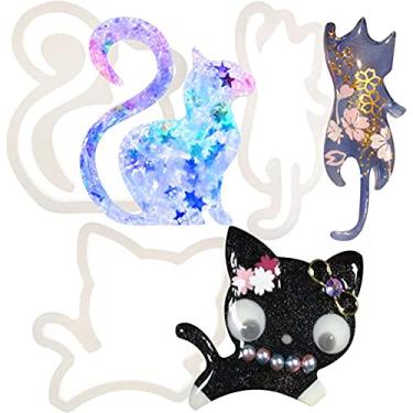 Imagem de FUNSHOWCASE Lindas bandejas de silicone para gatos, para artesanato, epóxi de resina, fabricação de joias, conjunto de 7,6 cm