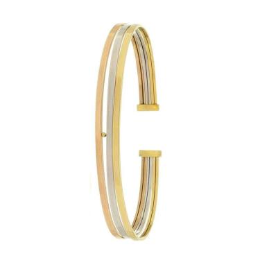 Imagem de Pulseira De Ouro 18k Feminina Bracelete Tricolor