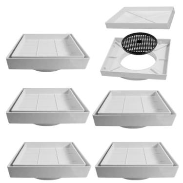 Imagem de Ralo Invisível Tampa Oculta Sifonado 10x10cm | Utilimix | Kit 05 Un