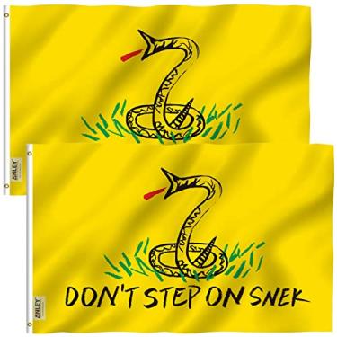 Imagem de ANLEY Pack de 2 Fly Breeze 3x5 Foot don't tread on me Flag - Cor vívida e resistente ao desbotamento UV - Cabeçalho de lona e costura dupla - Bandeiras para festa de chá Poliéster com ilhós