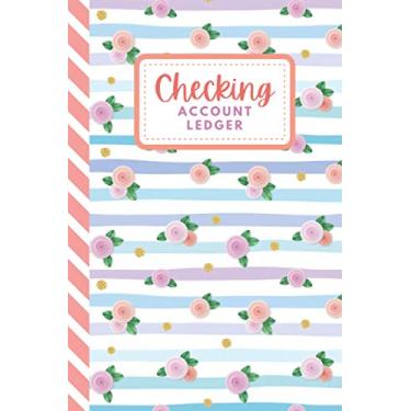 Imagem de Checking Account Ledger: Pastel Stripes with Roses Gold Glitter Dot Pattern / Small Check Register for Personal Checkbook / 2,400+ Entries / Spending ... Notebook / For Organized Person